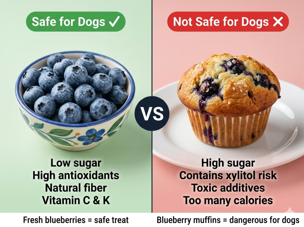 Blueberries vs muffin comparison on the basis of their ingredients