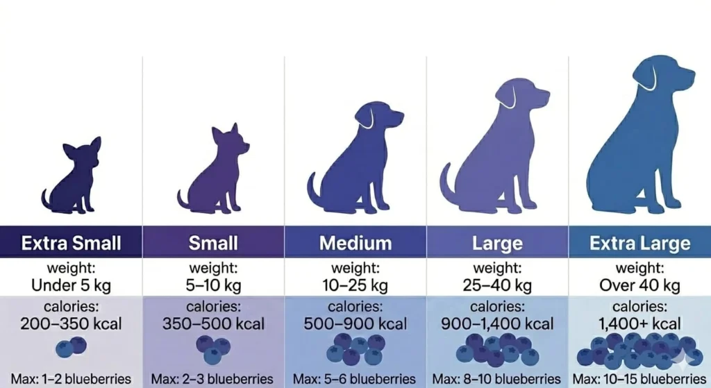Dog size and calorie guidelines chart