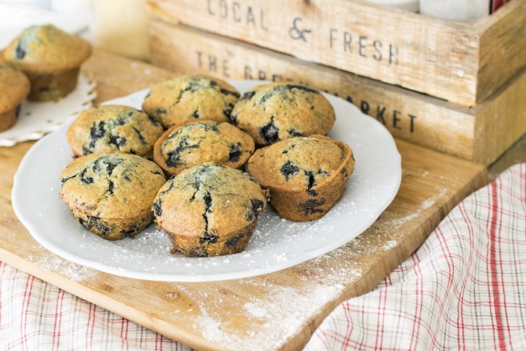 Homemade dog-friendly blueberry muffins on a plate