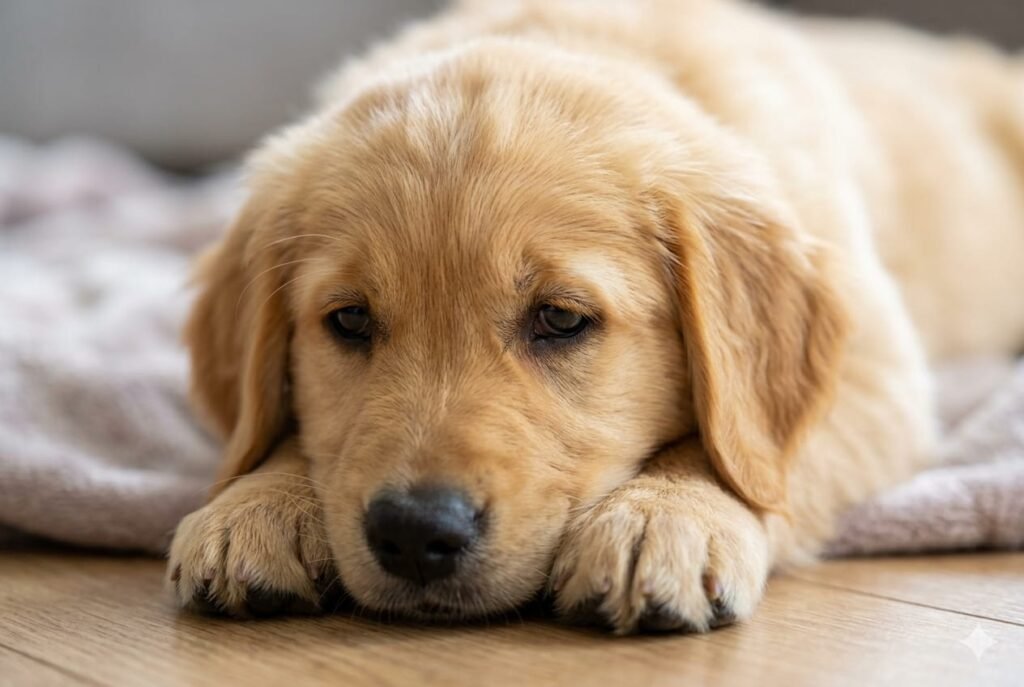 A lethargic puppy showing signs of dehydration